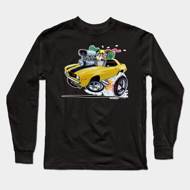 Z Rated 69 Camaro Yellow Long Sleeve T-Shirt by vincecrain